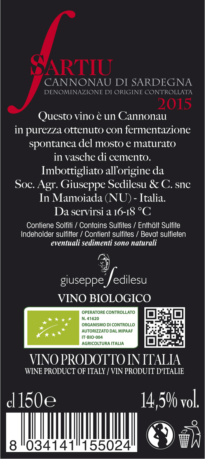 Vino Cannonau DOC Sartiu 75 cl