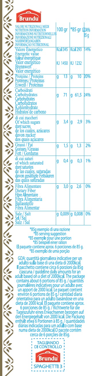 Spaghetti n.5 Brundu pasta di semola 500gr