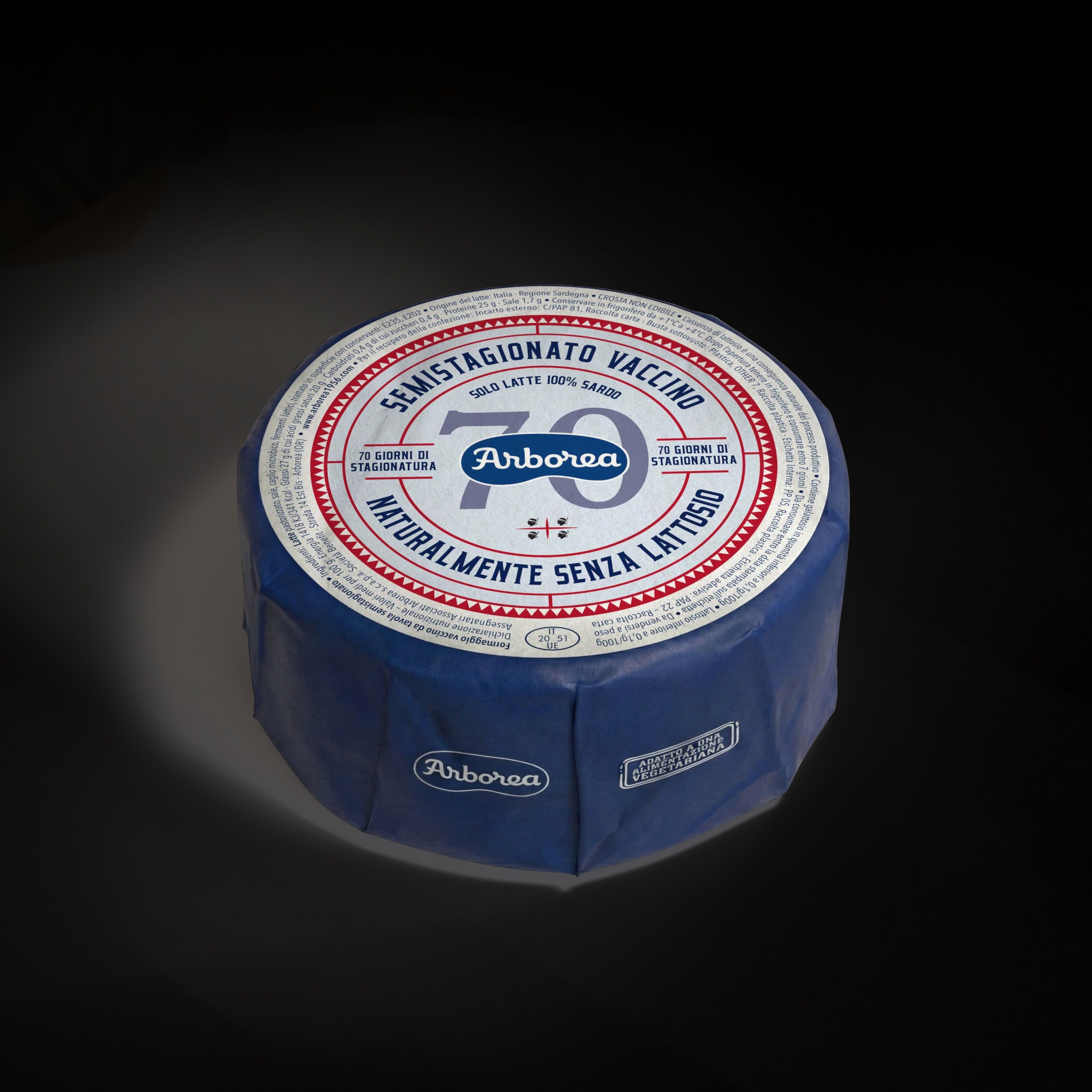 Formaggio vaccino semistagionato senza lattosio Arborea 70